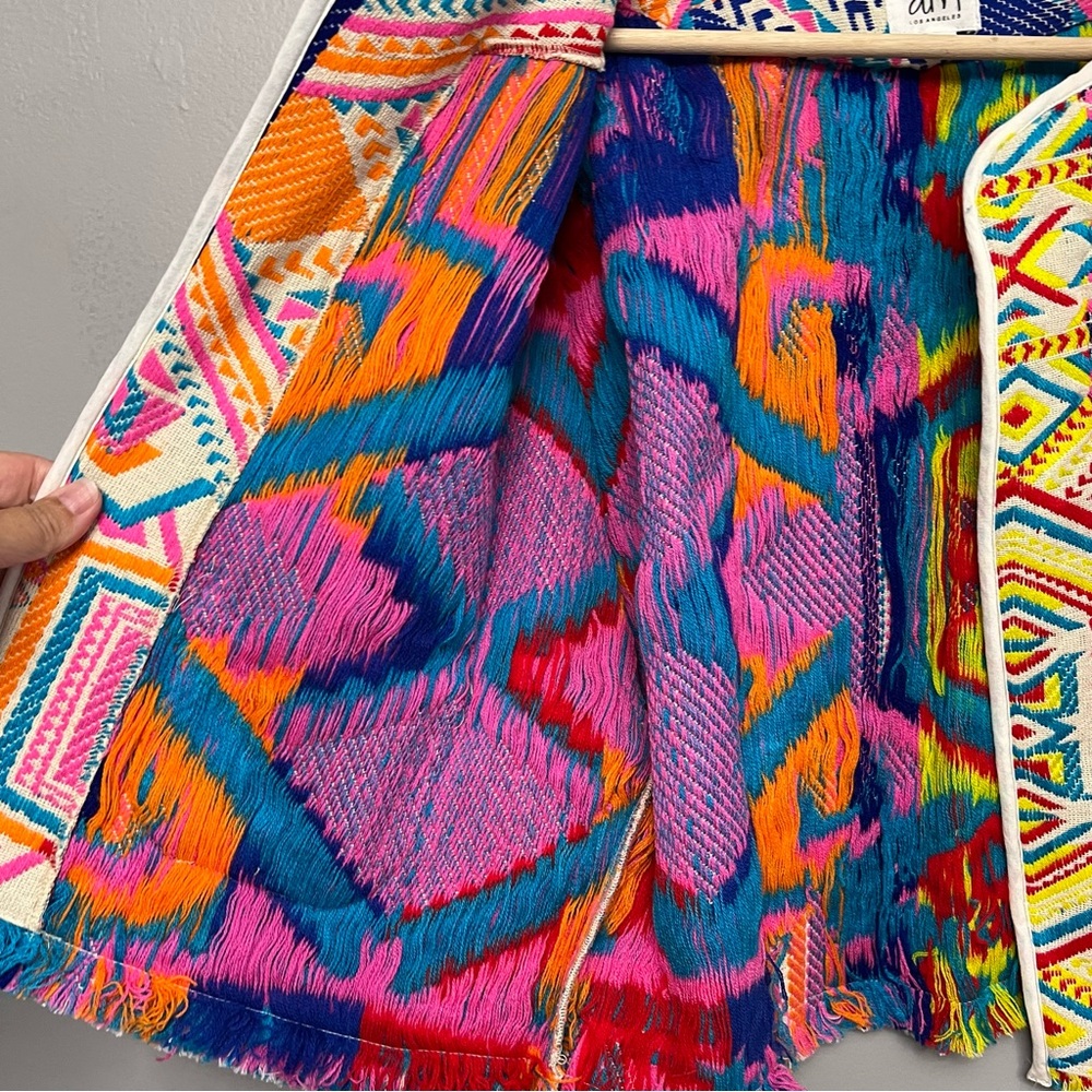 Anthropologie dRA Women’s Colorful Geo Kimono Top Size Large Made In India - Picture 5 of 9